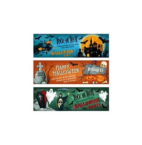 Halloween horror party banner for october holiday 13055356 Vector Art ...