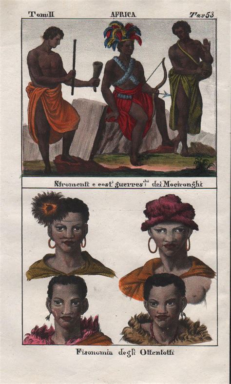 - South Africa Khoikhoi Congo Kongo people costume Lithograph: (1840) Art / Print / Poster ...