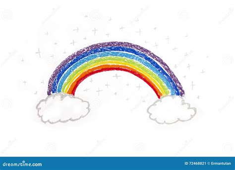 Child drawing rainbow stock illustration. Illustration of education ...