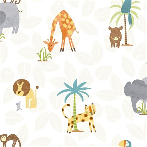 Holden Jungle Friends Childrens Animal Wallpaper Lion Monkey Kids ...