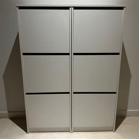 2x IKEA BISSA Shoe cabinet white storage shoe rack organiser ...