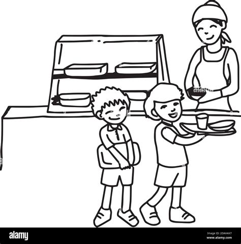 School Canteen Clipart Black And White