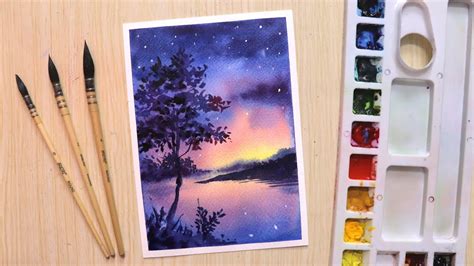 Easy Watercolor Night Sky / Now that the base colors have been ...