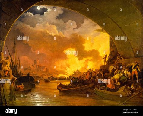 The Great Fire of London (1666), painting by Philippe-Jacques de ...