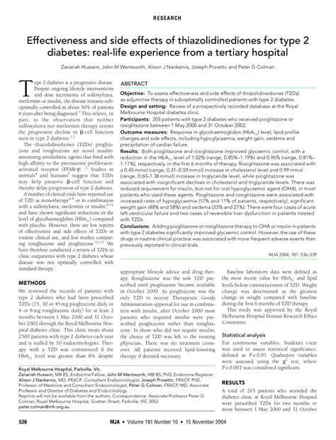 (PDF) Effectiveness and side effects of thiazolidinediones for type 2 diabetes: Real-life ...