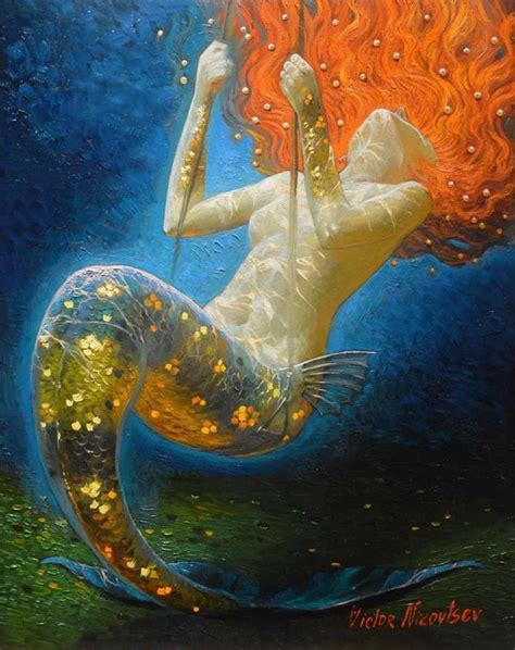 Home Art Decor Fantasy Vintage Mermaid Oil Painting Picture Printed On ...