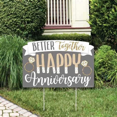 Happy Anniversary - Gold and Silver Wedding Anniversary Yard Sign Lawn Decorations - Better ...