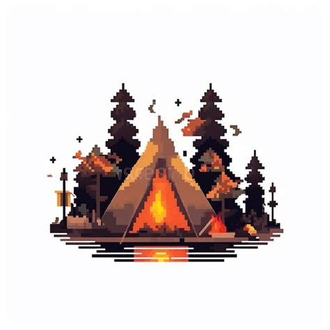 Premium AI Image | Pixel art of a campfire in a forest.