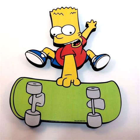 Bart Simpson on Skateboard Wall Plaque Licensed 2000 The Simpsons Decor ...