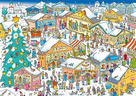 Christmas market hidden object - online puzzle