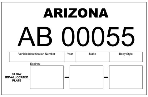 Fake Printable Temporary License Plate Template