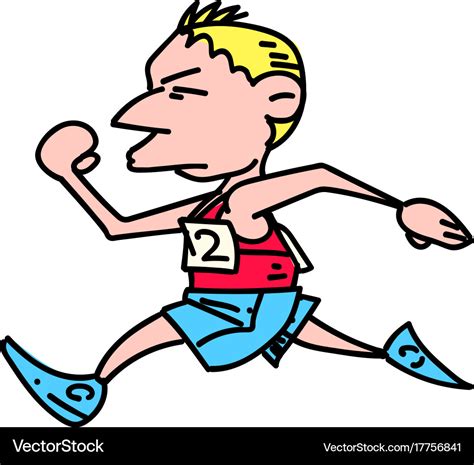 Marathon runner cartoon hand drawn image Vector Image