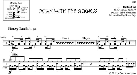 Down with the Sickness - Disturbed - Drum Sheet Music | OnlineDrummer.com