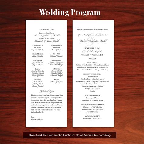 Catholic Wedding Program Template Free