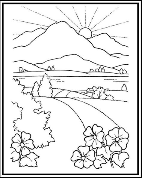 Mountain Scenery Coloring Pages Printable PDF - Coloringfolder.com ...