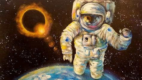 Astronaut Eclipse Outer Space Acrylic Painting Tutorial LIVE | Acrylic painting tutorials, Space ...