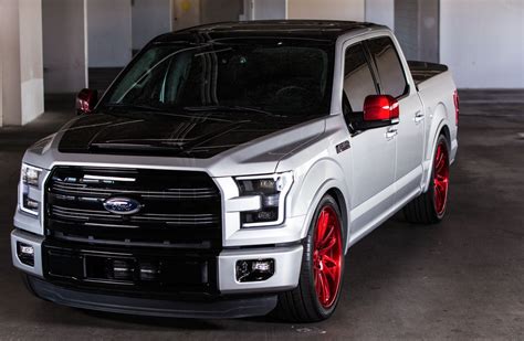 Lowered Black Top Ford F150 on Red Custom Wheels — CARiD.com Gallery