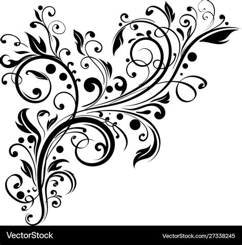 Black floral branch decorative filigree design Vector Image