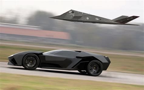 Lamborghini Akonian Concept With Nighthawk Jet Fighter HD desktop wallpaper : Widescreen : High ...