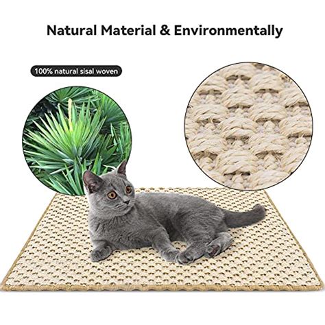 Petslucent Cat Scratch Mat, Sisal Cat Scratching Pad for Indoor Cats Grinding Claws and Protect ...