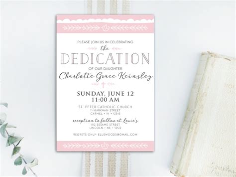 Baby Dedication Invitation Template ~ Stamped Frame Blue - Baptism ...