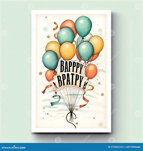 Generative AI Happy Birthday Card with- Stock Illustration ...