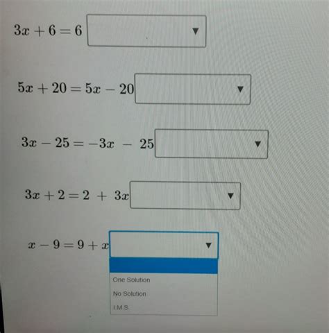 Answered: 3x + 6=6 5x + 20 = 5x - 20 3x - 25 =… | bartleby