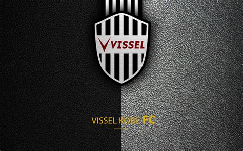 Download wallpapers Vissel Kobe FC, 4k, logo, leather texture, Japanese ...