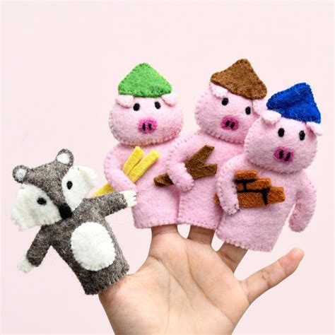 Finger Puppet Set - The Three Little Pigs - Below The Willow Tree