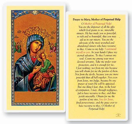 Mother of Perpetual Help Prayer Laminated Holy Card