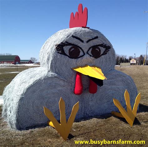 Busy Barns Farm Chicken Round Bale Art | Hay bale art, Hay bale fall ...