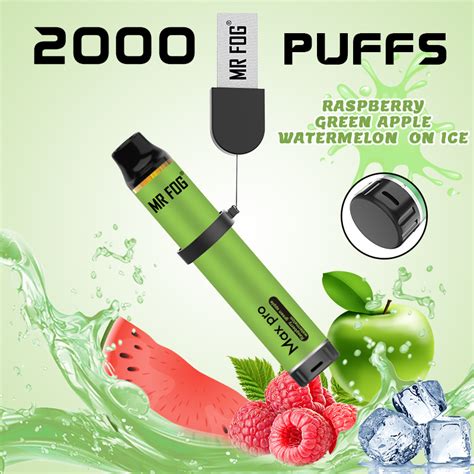 MR FOG MAX PRO 2000 PUFFS Raspberry Green Apple Watermelon On Ice - Mr Fog