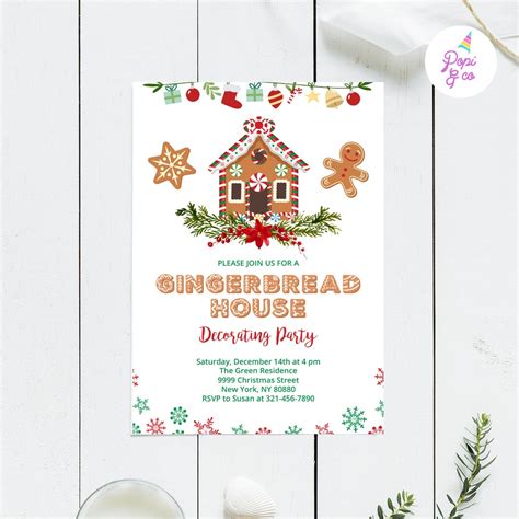 Gingerbread House Party Invitation Printable, Gingerbread Decorating ...