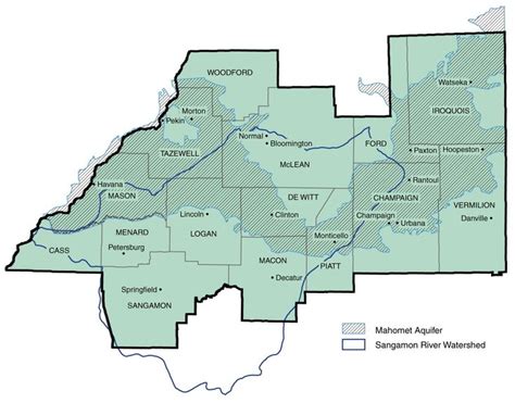 Map of the Mahomet Aquifer in the state of Illinois. | Physical science ...