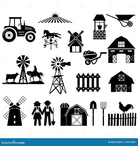 Farming Silhouette stock vector. Illustration of farm - 302726259