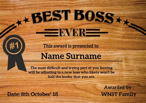 Copy of Best Boss Certificate Template | PosterMyWall