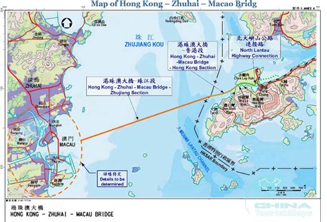 Map of Hong Kong Zhuhai Macau Bridge