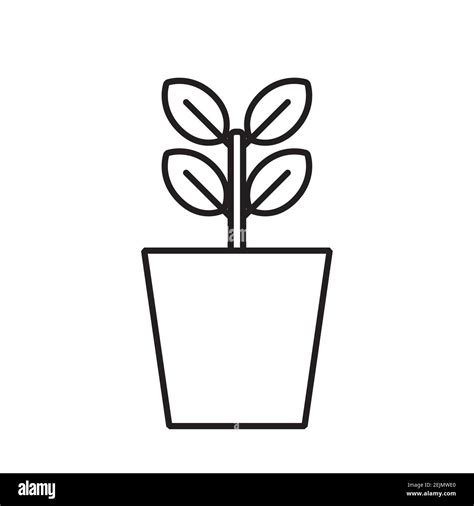 Plant in Flower pot, simple gardening icon in trendy line style isolated on white background for ...