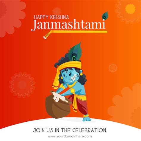 Premium Vector | Happy janmashtami celebration invitation template