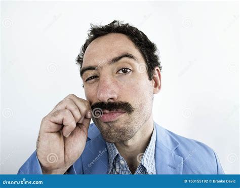 Portrait of Funny Business Man with Mustache Stock Photo - Image of model, manager: 150155192