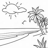 Beach Sunset Coloring Page 14540 11440 sketch template