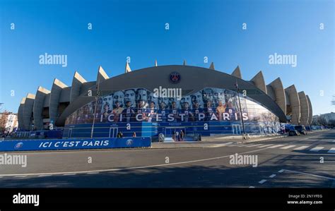 Exterior view of the Parc des Princes, French stadium hosting the Paris ...