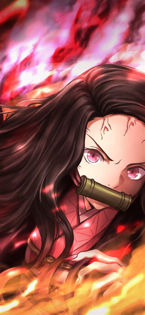 Download Nezuko Red Eyes Demon Slayer IPhone Wallpaper | Wallpapers.com