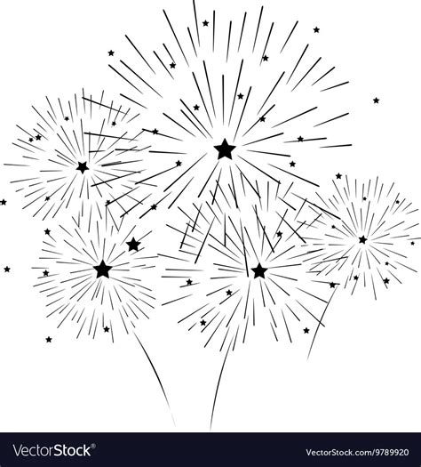 Silhouette of fireworks Royalty Free Vector Image