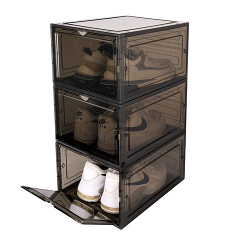 Buy Shoe Storage Boxes, Clear Plastic Stackable Shoe Organizer Sneaker ...