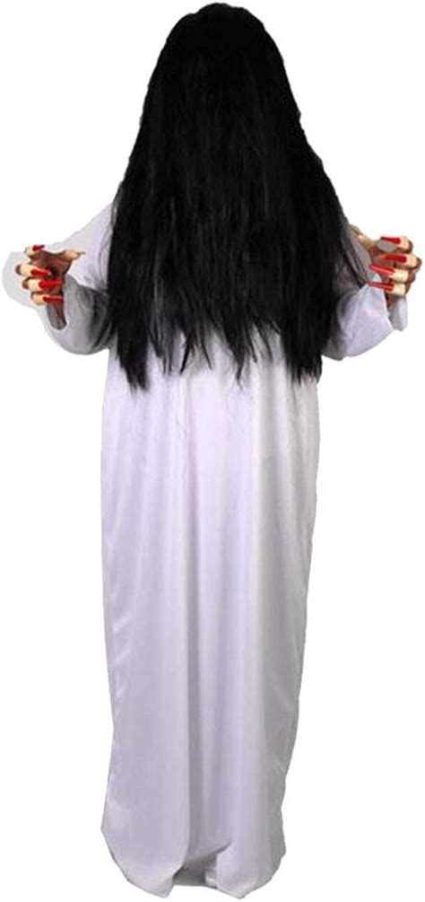 Amosfun Sadako Cosplay Costume Female Ghost Costume Halloween Party Props Haunted House ...