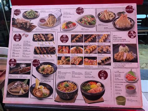 Carta de Watami Japanese Casual Restaurant, Cebú