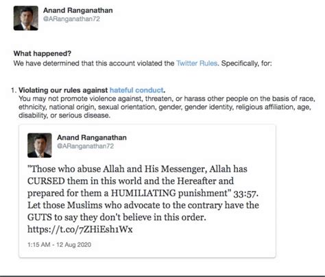 Twitter blocks JNU professor Anand Ranganathan citing ‘hateful conduct’ for posting a Quranic ...