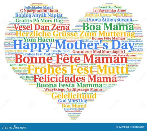 Happy Mother`s Day in Different Languages Stock Illustration ...