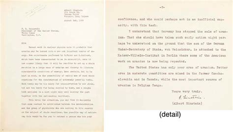 EINSTEIN, Albert. Typed letter signed ("A. Einstein") TO PRESIDENT FRANKLIN DELANO ROOSEVELT ...